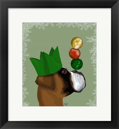 Framed Boxer, Party Trick Baubles Print