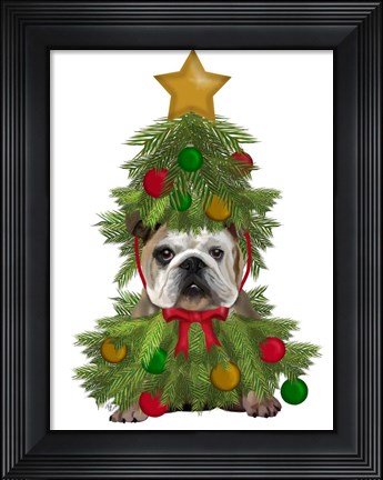 Framed English Bulldog, Christmas Tree Costume Print