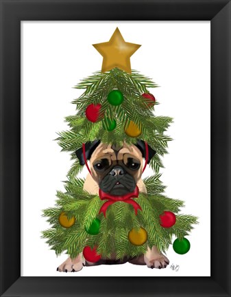 Framed Pug, Christmas Tree Costume Print