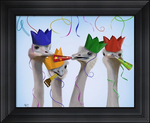 Framed Ostrich, Party Gals Print
