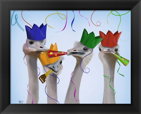 Framed Ostrich, Party Gals Print