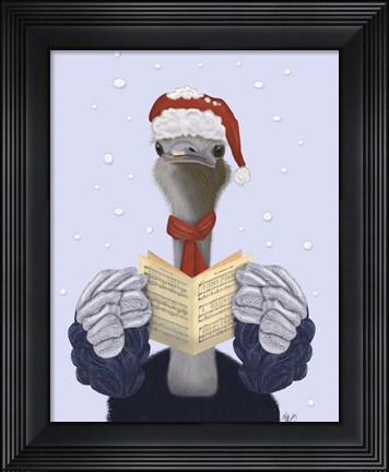 Framed Ostrich, Carol Singing Print
