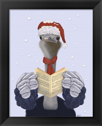 Framed Ostrich, Carol Singing Print