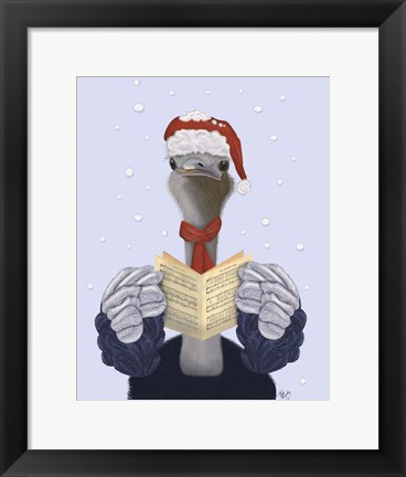 Framed Ostrich, Carol Singing Print