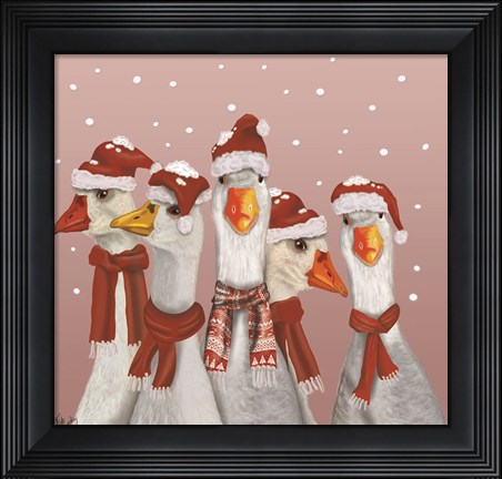 Framed Christmas Gaggle of Geese Print