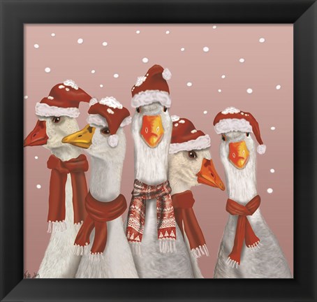 Framed Christmas Gaggle of Geese Print