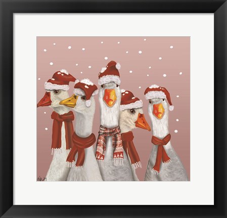 Framed Christmas Gaggle of Geese Print