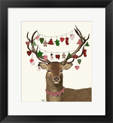 Framed Deer, Homespun Decorations Print