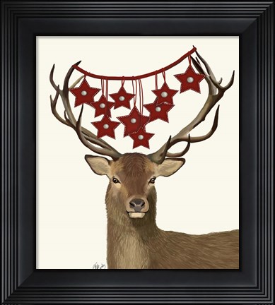 Framed Deer, Star Decorations Print