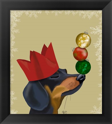 Framed Dachshund, Party Trick Baubles Print