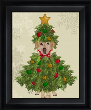 Framed Yellow Labrador, Christmas Tree Costume Print
