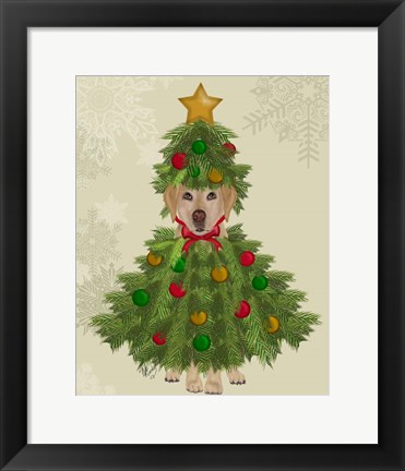 Framed Yellow Labrador, Christmas Tree Costume Print