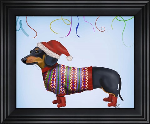 Framed Christmas Dachshund Print