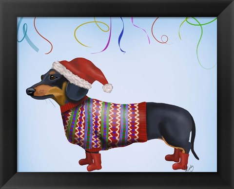 Framed Christmas Dachshund Print