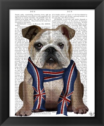 Framed English Bulldog with Scarf Print