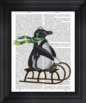 Framed Penguin On Sled Print