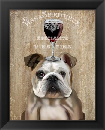 Framed Dog Au Vin, English Bulldog Print