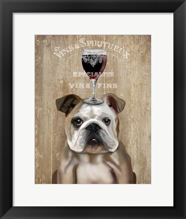 Framed Dog Au Vin, English Bulldog Print