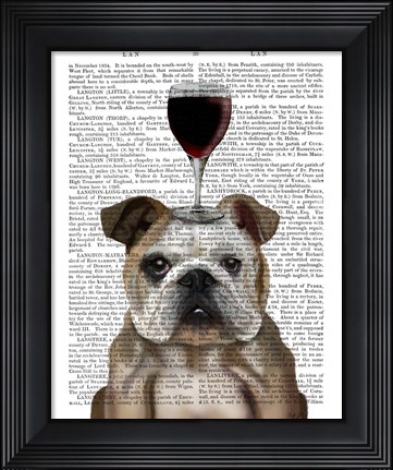 Framed Dog Au Vin, English Bulldog Print