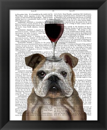 Framed Dog Au Vin, English Bulldog Print