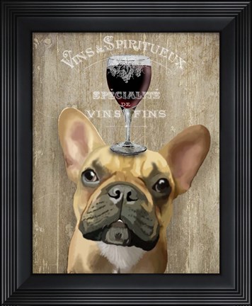 Framed Dog Au Vin, French Bulldog Print