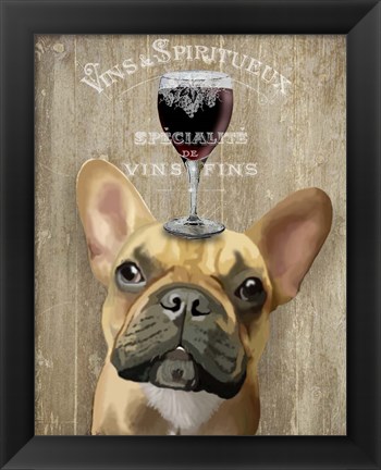 Framed Dog Au Vin, French Bulldog Print