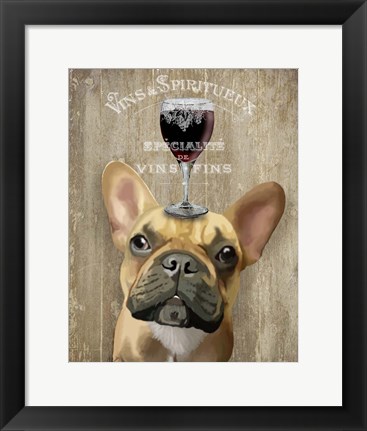 Framed Dog Au Vin, French Bulldog Print