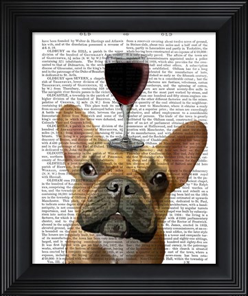 Framed Dog Au Vin, French Bulldog Print
