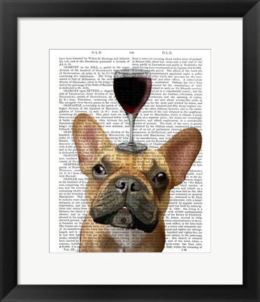 Framed Dog Au Vin, French Bulldog Print