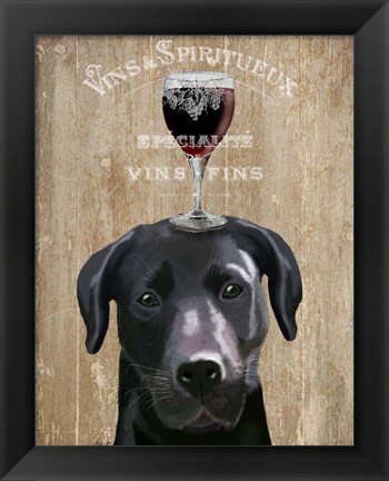 Framed Dog Au Vin, Black Labrador Print