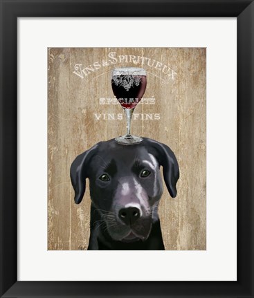 Framed Dog Au Vin, Black Labrador Print