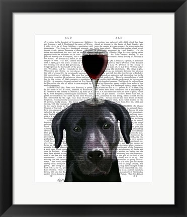 Framed Dog Au Vin, Black Labrador Print