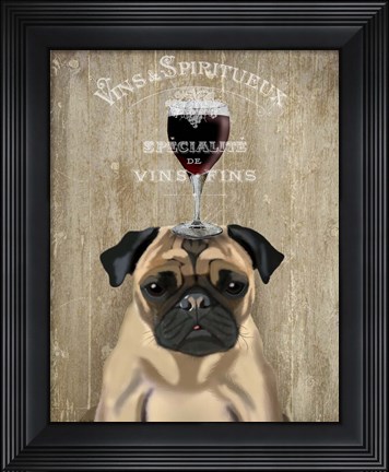 Framed Dog Au Vin, Pug Print
