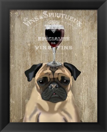 Framed Dog Au Vin, Pug Print