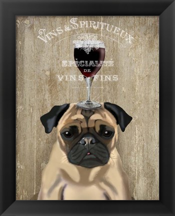 Framed Dog Au Vin, Pug Print