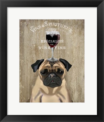 Framed Dog Au Vin, Pug Print