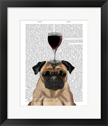 Framed Dog Au Vin, Pug Print