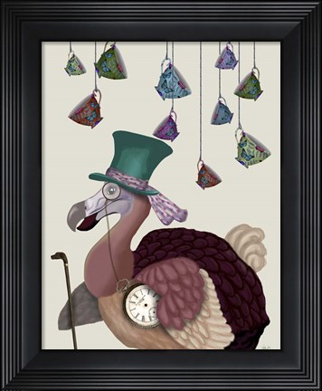 Framed Dodo with Hanging Teacups Print