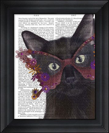 Framed Cat and Flower Glasses Print