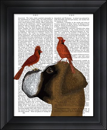Framed Boxer and Red Cardinals Print