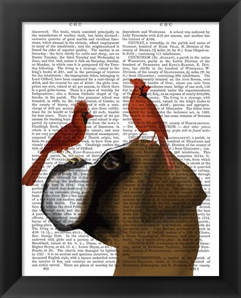 Framed Boxer and Red Cardinals Print