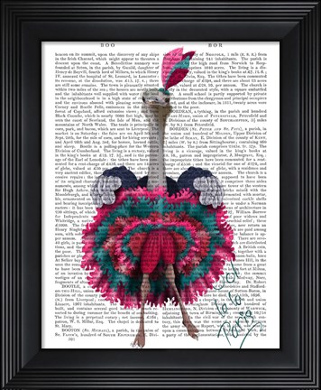 Framed Ostrich, Can Can in Pink and Turquoise Print