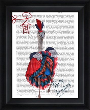 Framed Ostrich, Can Can in Red and Blue Print