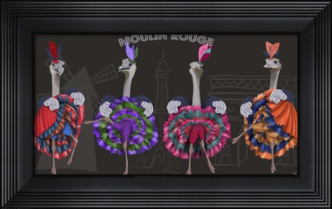 Framed Ostrich, Can Can Troupe Print