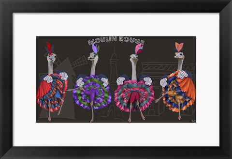 Framed Ostrich, Can Can Troupe Print