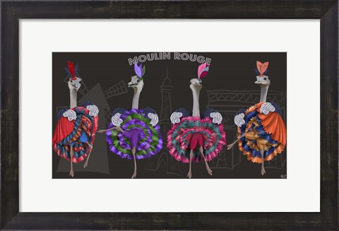 Framed Ostrich, Can Can Troupe Print