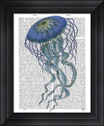 Framed Blue Jellyfish 1 Print