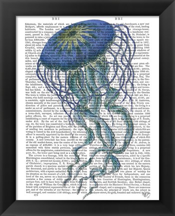 Framed Blue Jellyfish 1 Print