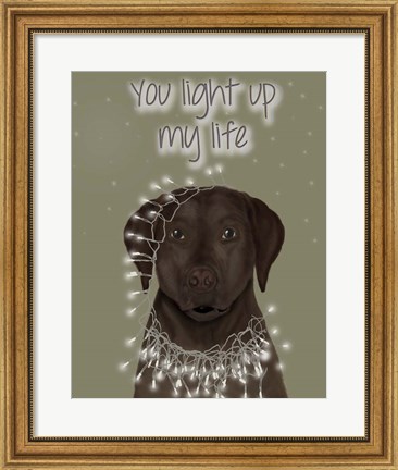Framed Chocolate Labrador, You Light Up Print