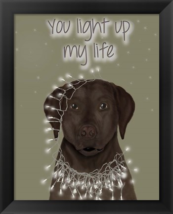 Framed Chocolate Labrador, You Light Up Print